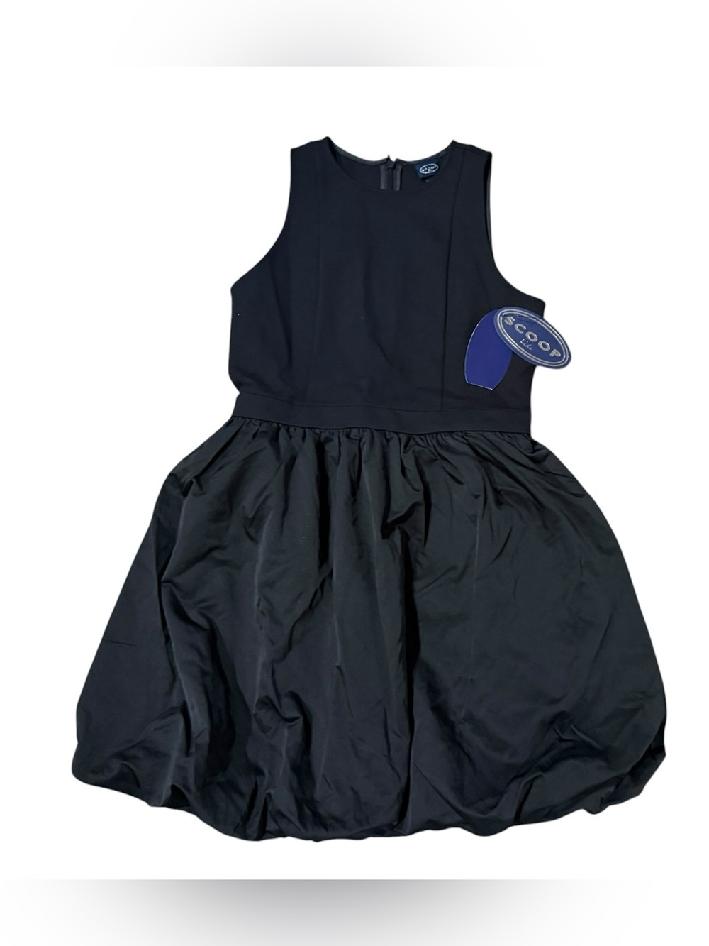 Scoop Black Sleeveless Bubble Hem Mini Dress Size Large 10/12 NWT